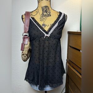 hunkemöller women’s baby doll lace ribbon bow lingerie sleepwear top